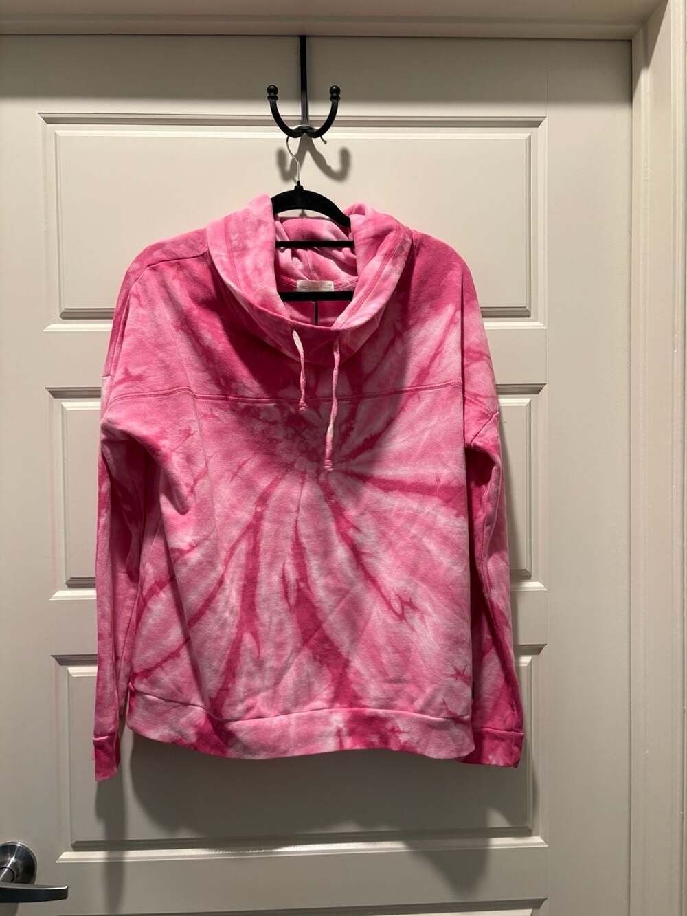 Simply Southern Cowl Neck Sweatshirt Size L Pink Tie Dye Pullover Hoodie